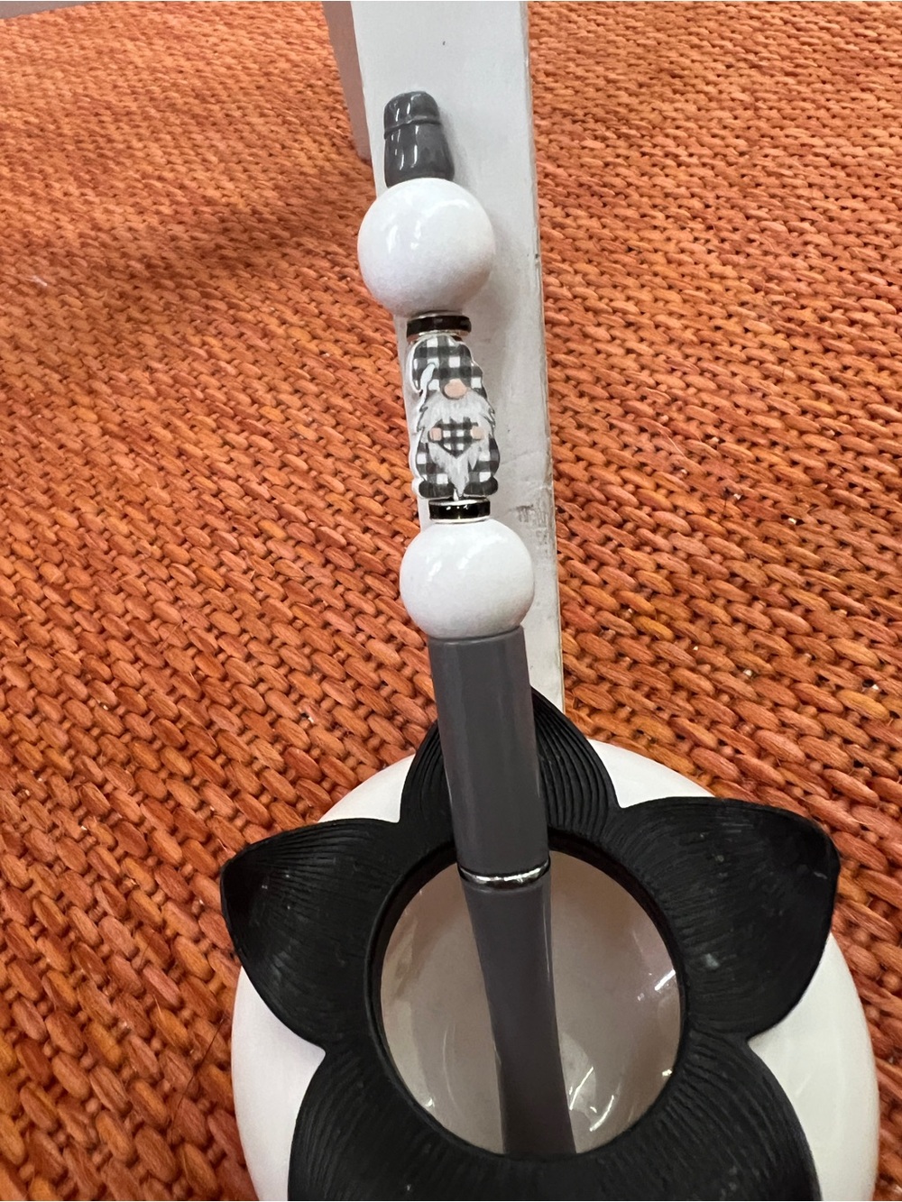 HM 11. Black and White Gingham Gnome Accent